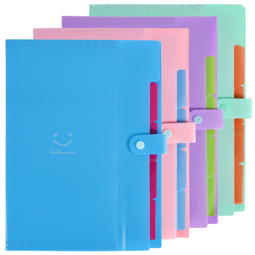 5 Layers Colourful Plastic File Organisers Pack Of 4 | 200 Sheets | A4 32x24 cm