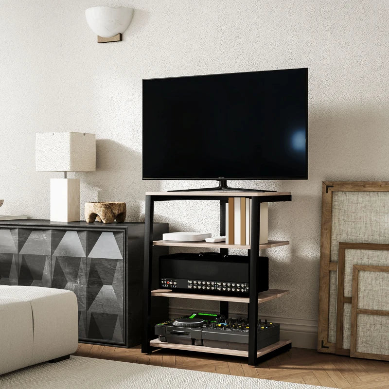 HOMCOM Adjustable HiFi Rack Stand with Four Storage Melamine Coated Shelves, Grey