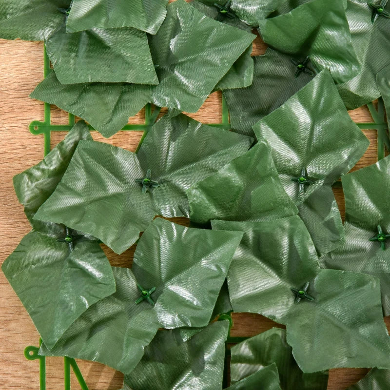 Outsunny 3M x 1M One-Piece Artificial Leaf Hedge Screen Privacy Fence Panel, Dark Green