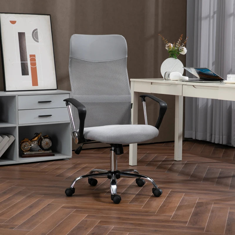 Vinsetto Ergonomic Office Chair Mesh Chair with Height Adjustable, Light Grey