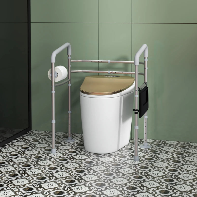 HOMCOM Adjustable Free Standing Toilet Safety Frame with Arms for Elderly Disabled