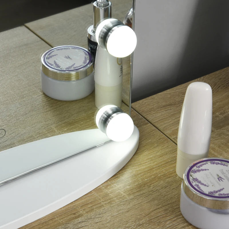 HOMCOM Hollywood Mirror with Lights for Makeup, with 12 Dimmable LED Bulbs, White