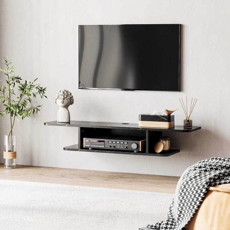 HOMCOM Floating TV Unit Stand, Wall Mounted Media Console with Storage Shelf, Black