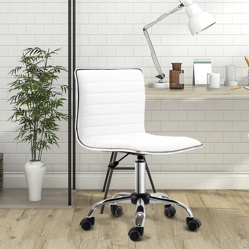 PU Leather Office Chair High Back Swivel Office Chair with Adjustable Height, White