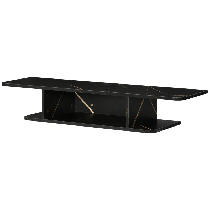 HOMCOM Floating TV Unit Stand, Wall Mounted Media Console with Storage Shelf, Black