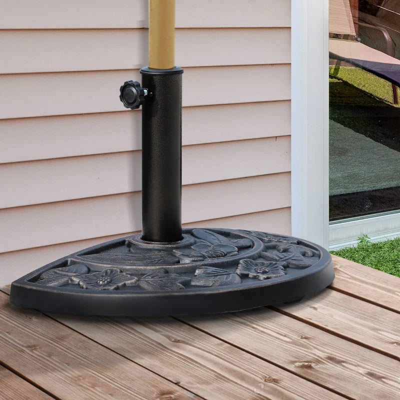 Outsunny 9kg Half Round Parasol Base, Umbrella Stand Garden Outdoor Accessories