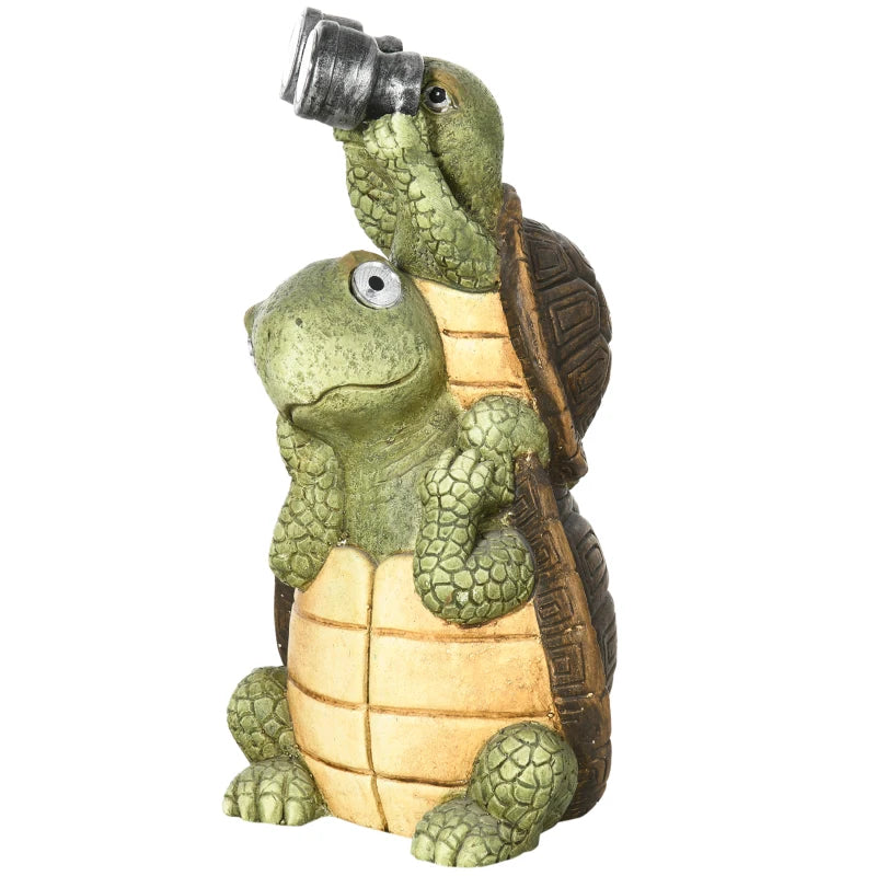 Outsunny Vivid 2 Tortoises Garden Statue with Solar LED Light, Ornament Art Sculpture