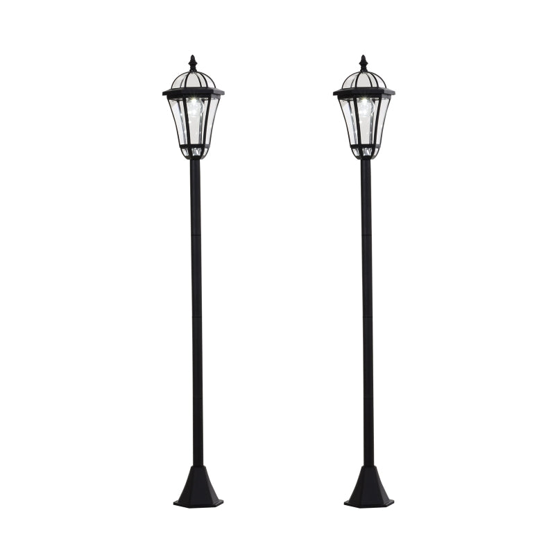 Outsunny 2 PCS LED Garden Lights, Solar Lamp Post, Water-Resist, 6 Hours Auto Switch, Black