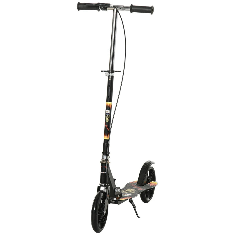 HOMCOM Kids Foldable Kick Scooter with Break, Big Wheels for 7-14 Years, Black