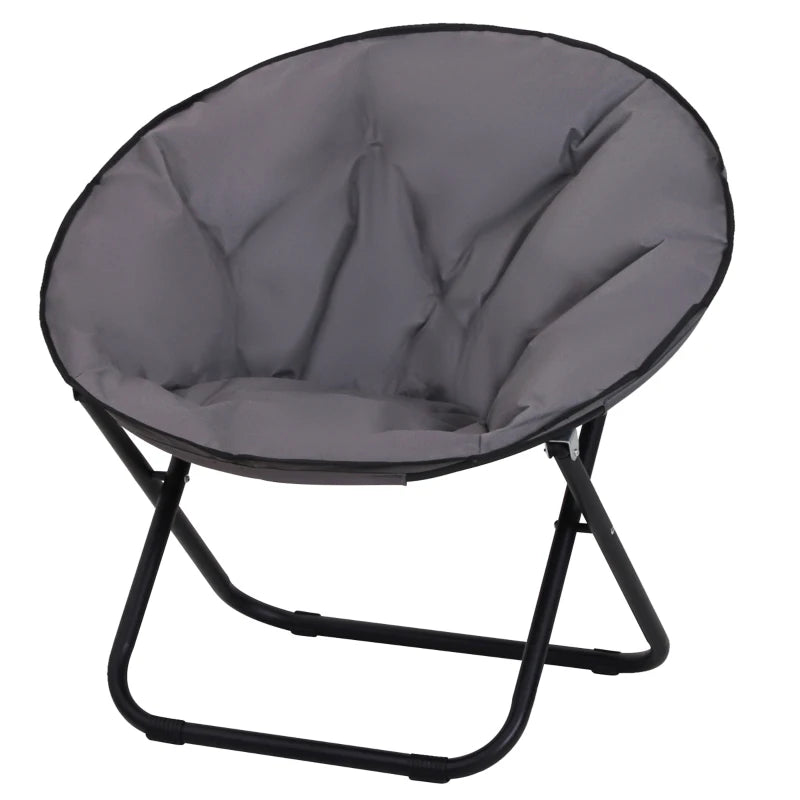 Outsunny Outdoor Folding Padded Saucer Moon Chair Round Seat, 80x80x75 cm, Grey
