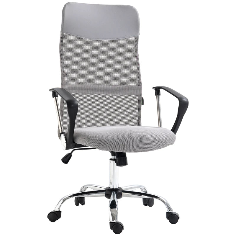 Vinsetto Ergonomic Office Chair Mesh Chair with Height Adjustable, Light Grey