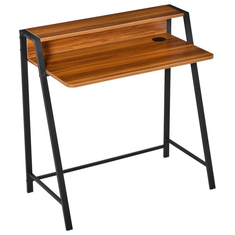 HOMCOM Writing Desk Computer Table ,Workstation Storage Shelf 84x45 (cm), Walnut