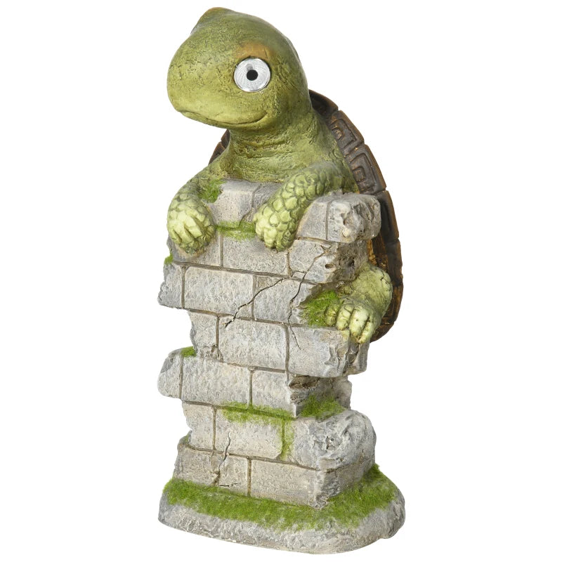 Outsunny Vivid Tortoise Art Sculpture with Solar LED Light, Colorful Garden Statue