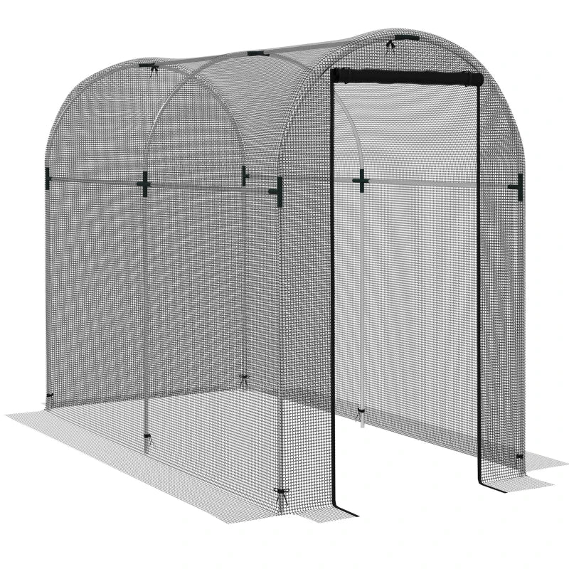Outsunny Galvanised Fruit Cage, Plant Tent with Zipped Door, 1.2x2.4x1.9 m, Black