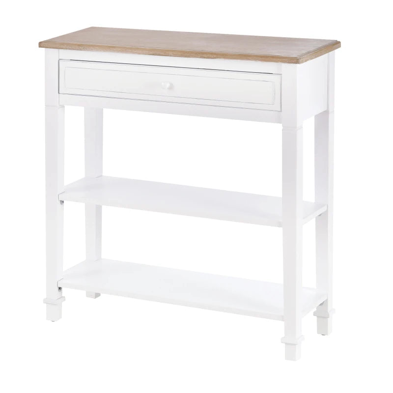 HOMCOM Console Hallway Table, 1 Drawer, 2 Shelves Worktop Handle Display Storage