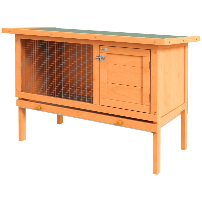 PawHut Rabbit Hutch Guinea Pig Hutch Bunny Cage Shelter Outdoor, 90 x 45 x 65cm
