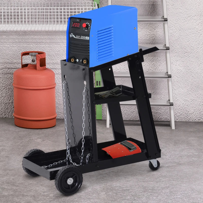 DURHAND Welding Cart for Tank Gas Bottles, Trolley with Safety Chain and Wheel, Black