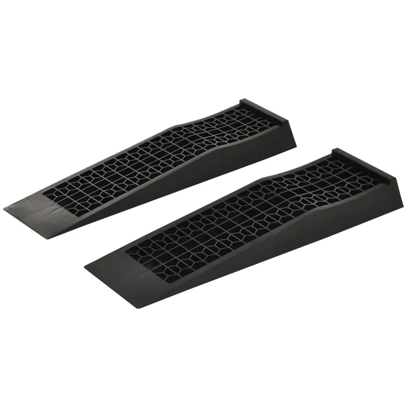 HOMCOM Pair of Low Entrance Plastic Curb Ramps Anti-Slip 3 Ton Capacity Garage
