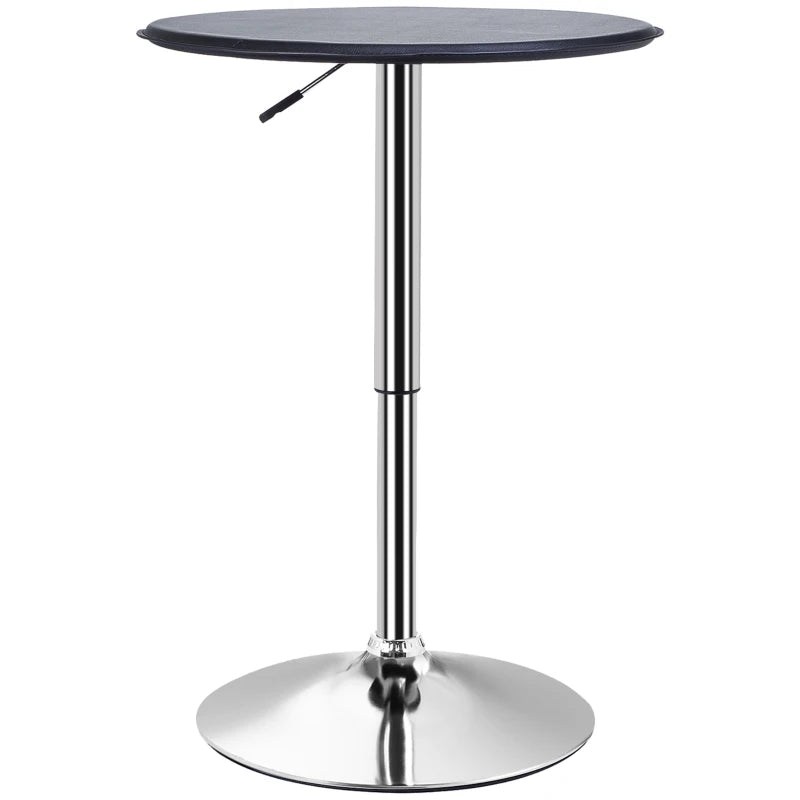 HOMCOM Adjustable Round Bistro Bar Table with PVC Leather Steel Base Desk, Black
