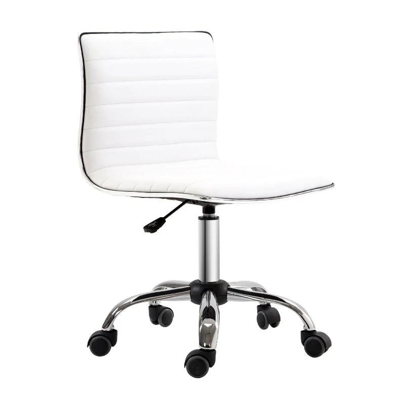 PU Leather Office Chair High Back Swivel Office Chair with Adjustable Height, White