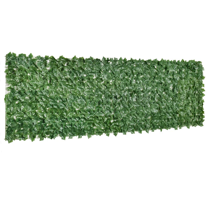 Outsunny 3M x 1M One-Piece Artificial Leaf Hedge Screen Privacy Fence Panel, Dark Green