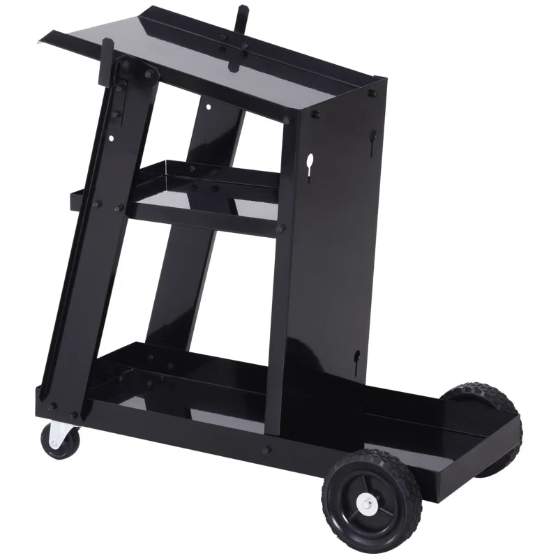 DURHAND Welding Cart for Tank Gas Bottles, Trolley with Safety Chain and Wheel, Black