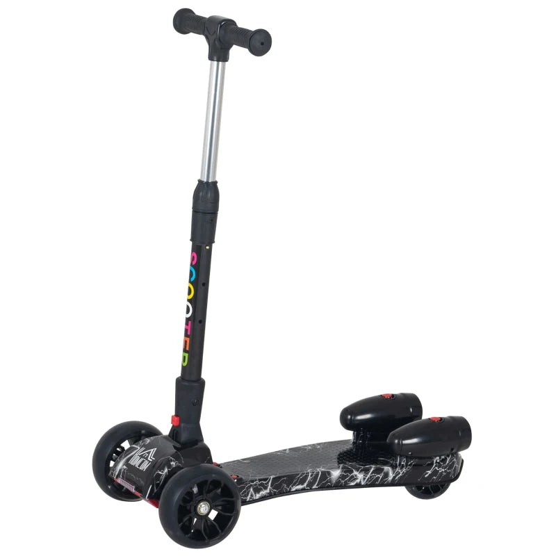 HOMCOM Kids 3 Wheel Plastic Scooter Adjustable Height with Engine-Look Spray, Black