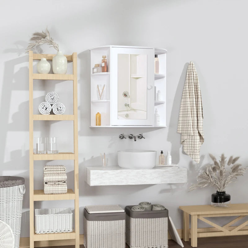 HOMCOM 2-Tier Wall Mounted Bathroom Cabinet with Mirror Single Door Storage, White