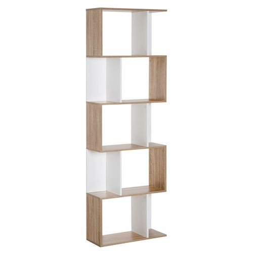Homcom 5 Tier S-Shaped Organizer Trendy Display Shelving Stylish Storage Natural