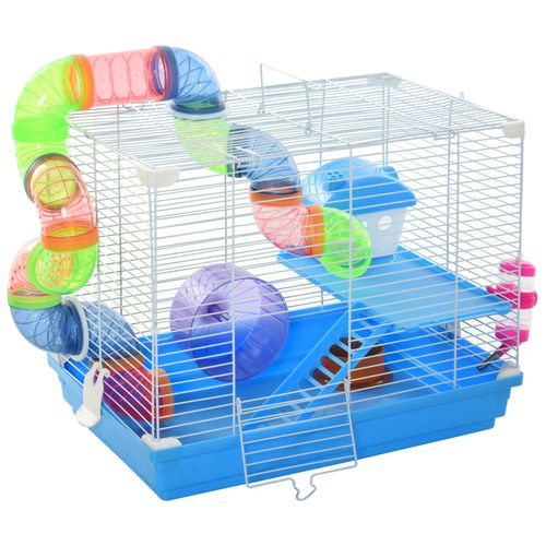 Hamster Cage Carrier Small Animal House with Exercise Wheels Tunnel Tube Paw-hut