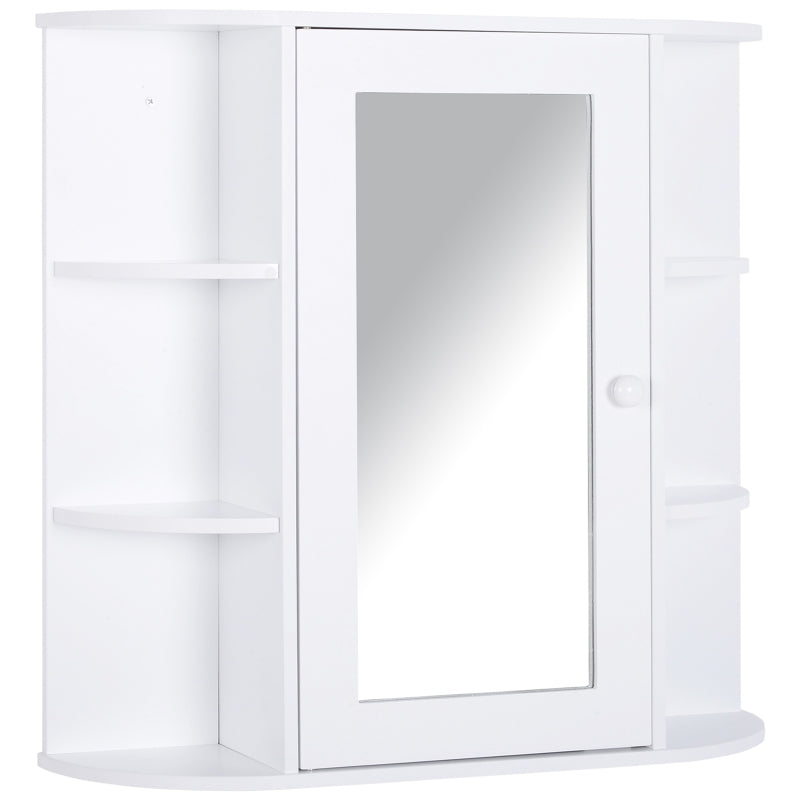HOMCOM 2-Tier Wall Mounted Bathroom Cabinet with Mirror Single Door Storage, White
