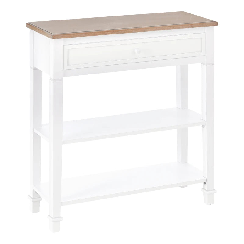 HOMCOM Console Hallway Table, 1 Drawer, 2 Shelves Worktop Handle Display Storage