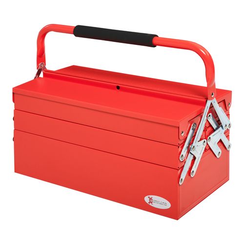Professional Metal Tool Box 3 Tier 5 Tray With Carry Handle, 45x22.5x34.5 cm, Red