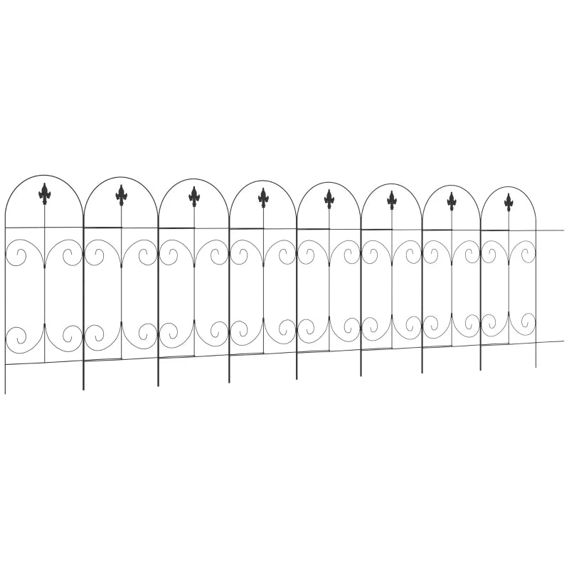 Outsunny Decorative Garden Fencing, 8PCs 44in x 12.5ft, Rustproof Border Edging, Black