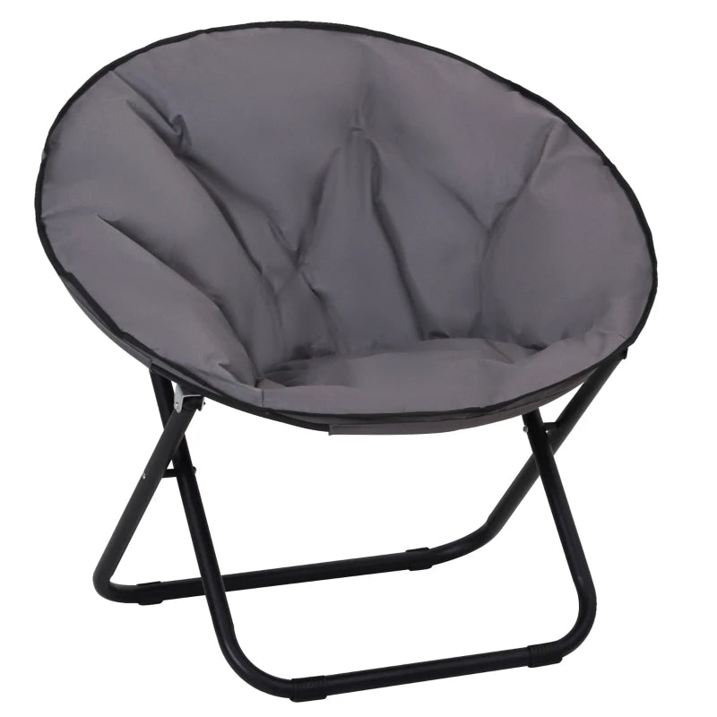 Outsunny Outdoor Folding Padded Saucer Moon Chair Round Seat, 80x80x75 cm, Grey