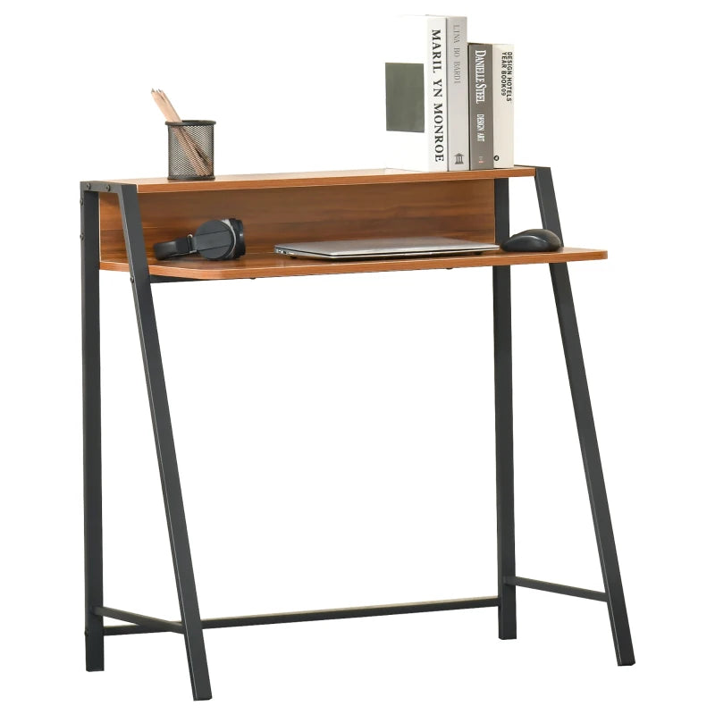 HOMCOM Writing Desk Computer Table ,Workstation Storage Shelf 84x45 (cm), Walnut
