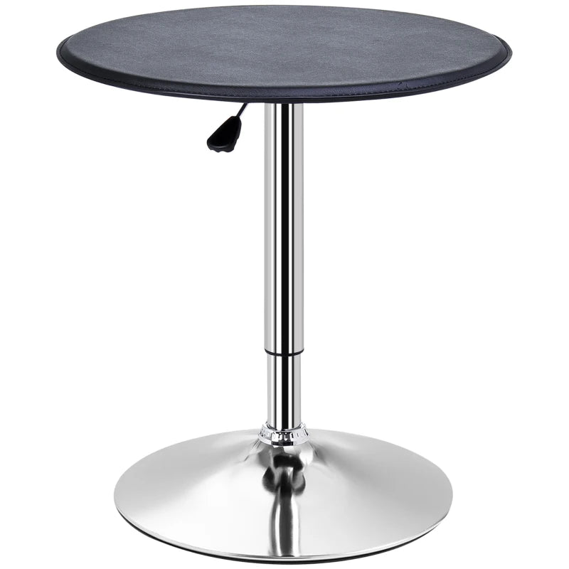 HOMCOM Adjustable Round Bistro Bar Table with PVC Leather Steel Base Desk, Black