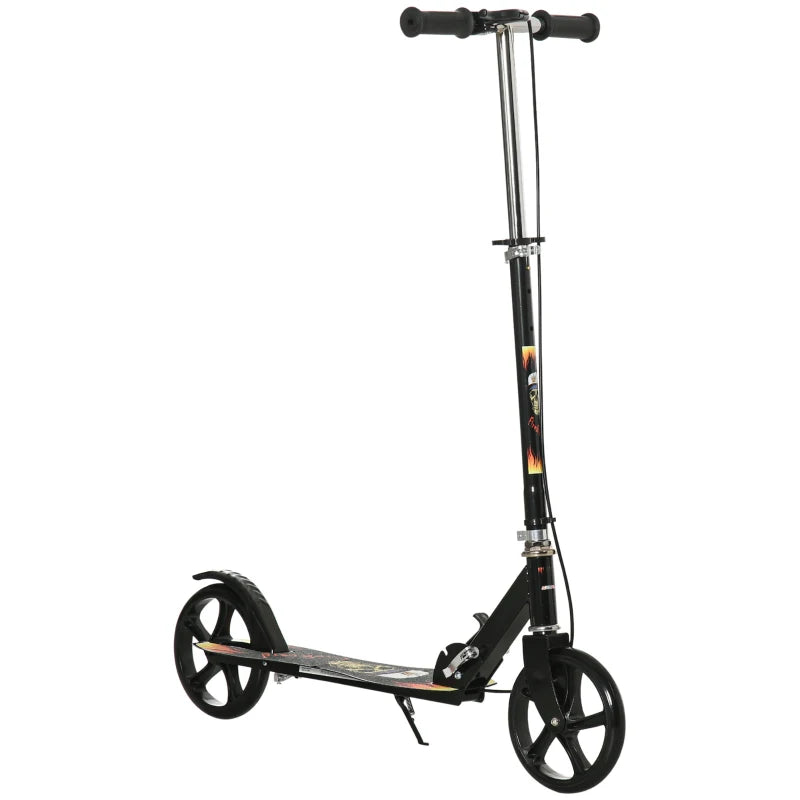 HOMCOM Kids Foldable Kick Scooter with Break, Big Wheels for 7-14 Years, Black