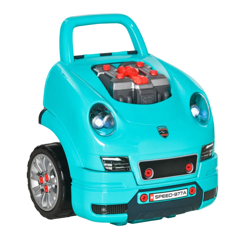 HOMCOM Kids Truck Engine Toy Set with Horn, Light, and Car Key, for 3-5 Years, Blue