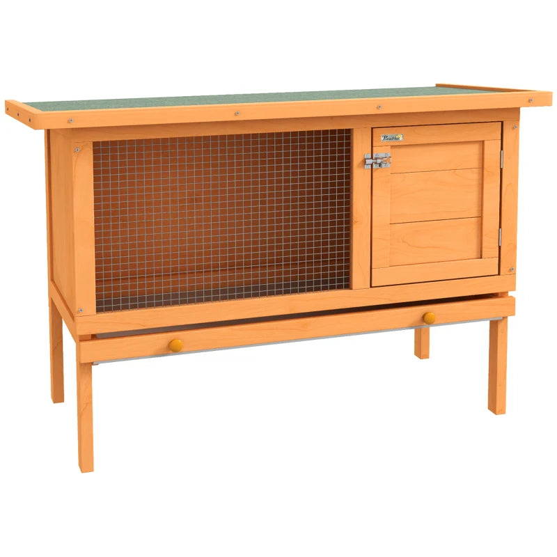 PawHut Rabbit Hutch Guinea Pig Hutch Bunny Cage Shelter Outdoor, 90 x 45 x 65cm