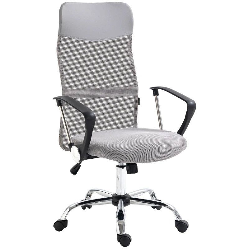 Vinsetto Ergonomic Office Chair Mesh Chair with Height Adjustable, Light Grey