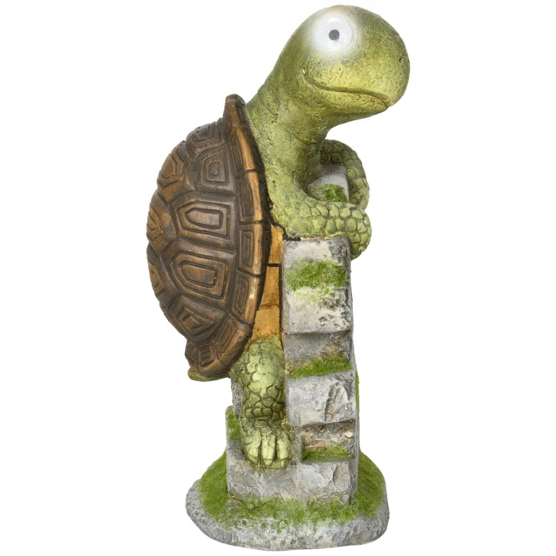 Outsunny Vivid Tortoise Art Sculpture with Solar LED Light, Colorful Garden Statue