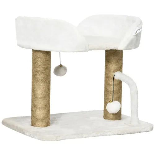 Indoor Modern Cat Tree Kitty Play Tower 42cm with Toy Ball, Jute Scratching Post