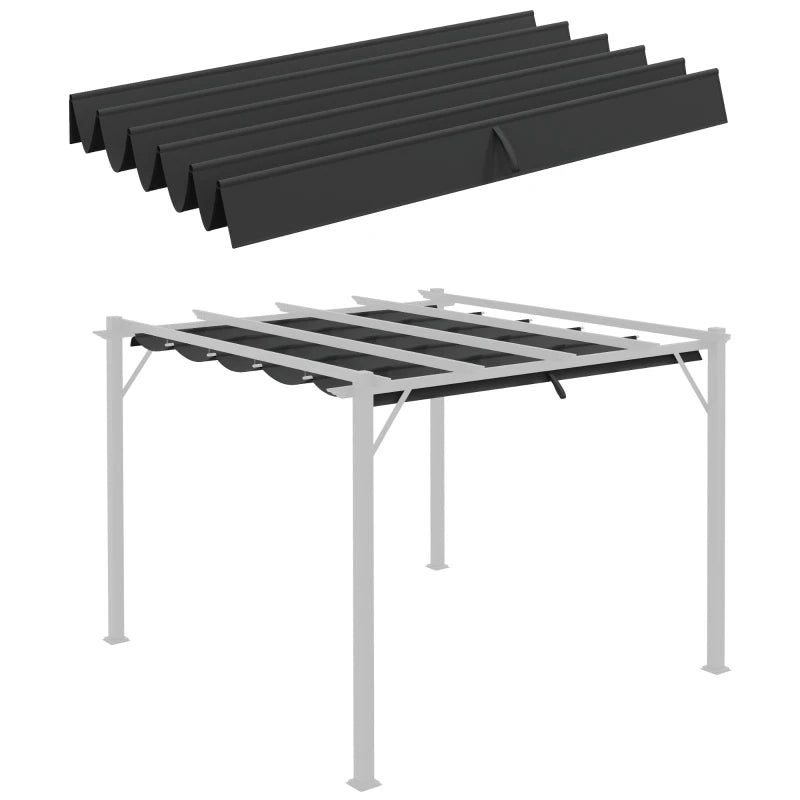 Outsunny Retractable Pergola Cover, Replacement Canopy Fabric 3 x 3 m, Dark Grey