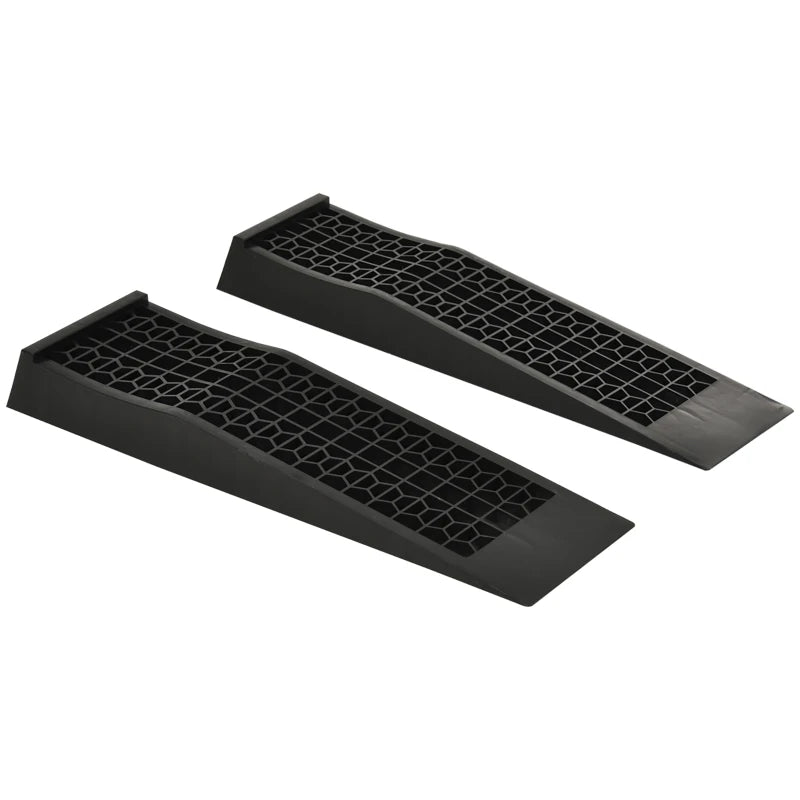 HOMCOM Pair of Low Entrance Plastic Curb Ramps Anti-Slip 3 Ton Capacity Garage