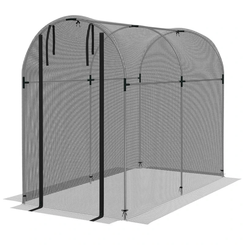 Outsunny Galvanised Fruit Cage, Plant Tent with Zipped Door, 1.2x2.4x1.9 m, Black