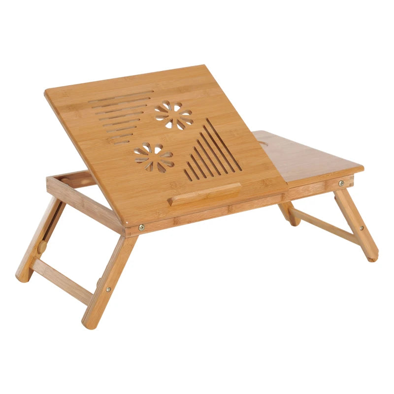 HOMCOM Portable Laptop Desk Notebook Tray, Bed Table with Drawer Adjustable & Foldable