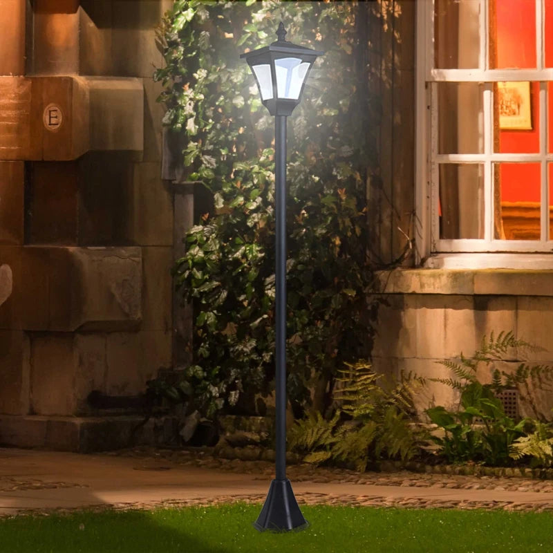 Outsunny Garden Solar Post Lamp, Dimmable LED Lantern Bollard Pathway 1.2M Tall, Black