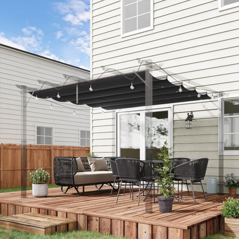 Outsunny Retractable Pergola Cover, Replacement Canopy Fabric 3 x 3 m, Dark Grey