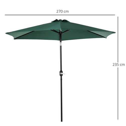 OutSunny Patio Umbrella Parasol Sun Shade Canopy Garden Aluminium Green 2.7 M
